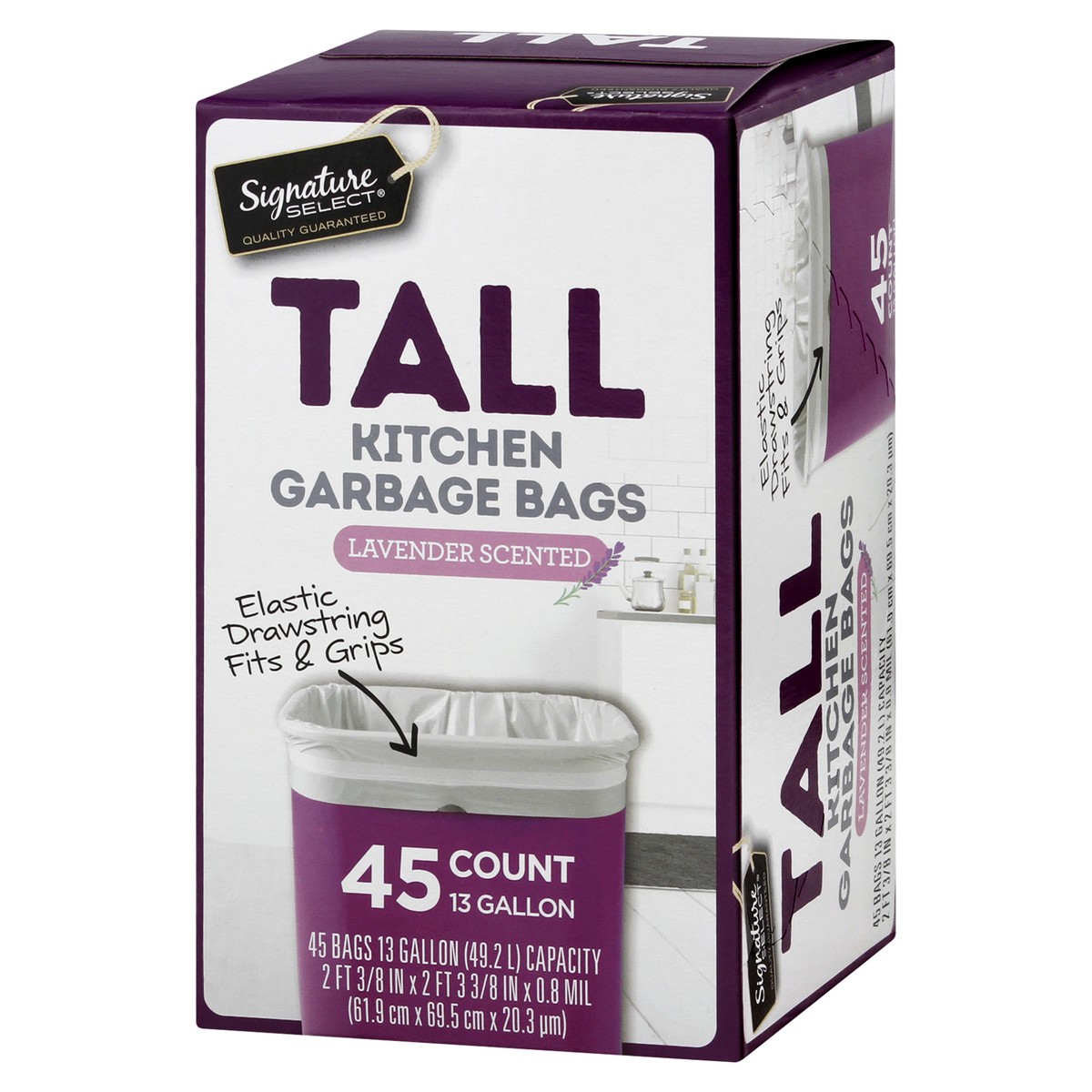 SIGNATURE SELECT TALL KITCHEN BAGS LAVENDER SCENT 13 GALLON - 45