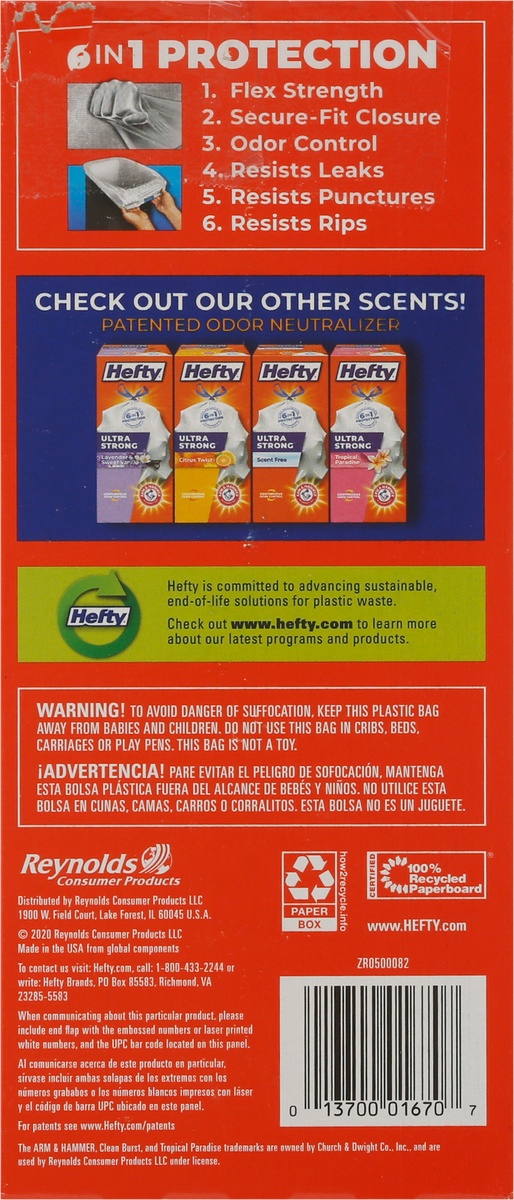 slide 7 of 9, Hefty Ultra Strong 13 Gallon Clean Burst Drawstring Tall Kitchen Bags Mega Pack 80 ea, 