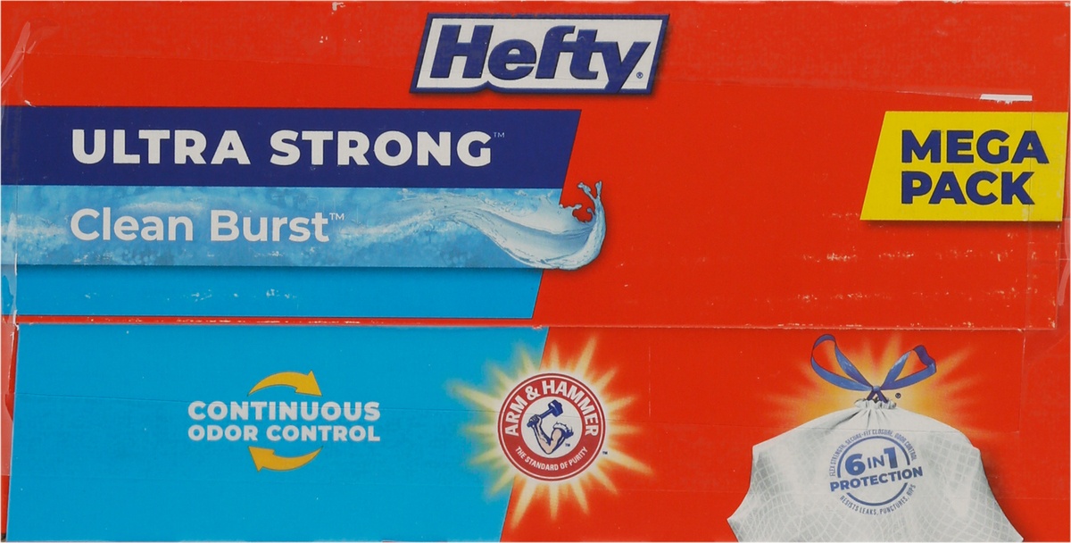 slide 9 of 9, Hefty Ultra Strong 13 Gallon Clean Burst Drawstring Tall Kitchen Bags Mega Pack 80 ea, 