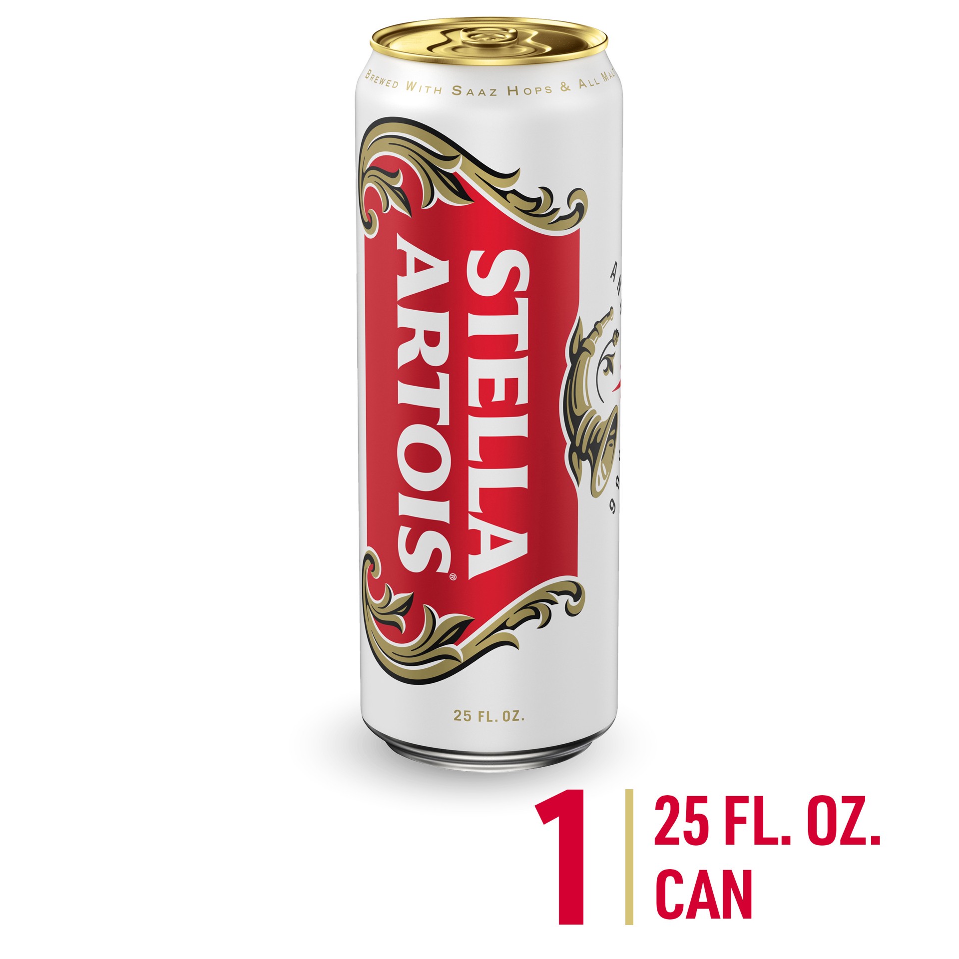 slide 3 of 4, Stella Artois Premium Lager Beer 25 fl oz Can, 25 fl oz