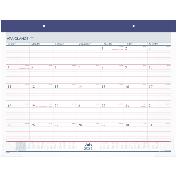 slide 1 of 1, At-A-Glance 2-Color Academic Monthly Desk Pad Calendar, 21-3/4'' X 17'', July 2021 To June 2022, Ayst2417, 1 ct