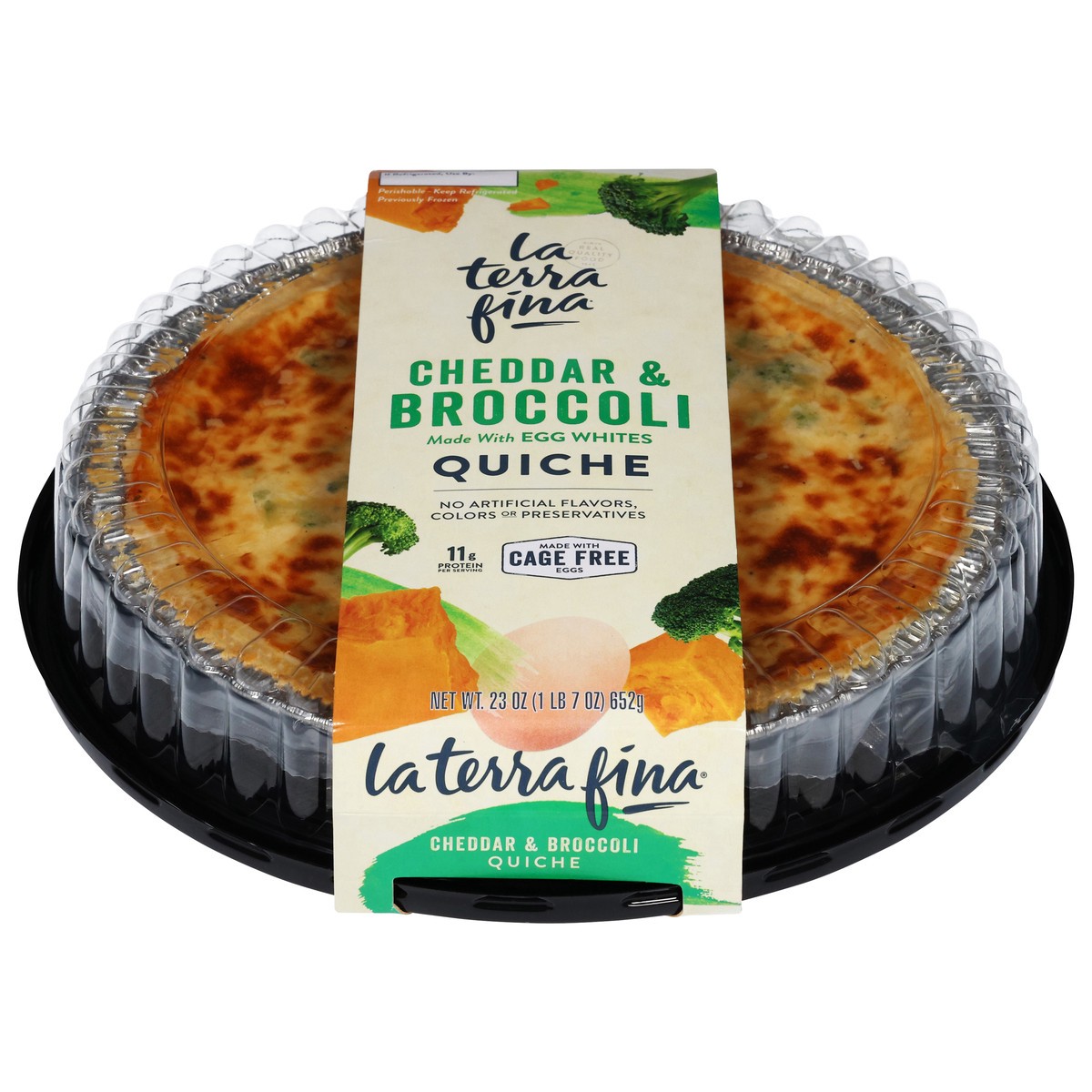 slide 1 of 7, La Terra Fina Cheddar & Broccoli Quiche 23 oz, 23 oz