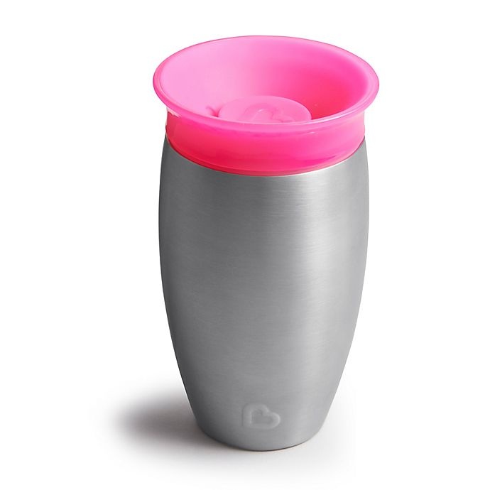 slide 4 of 8, Munchkin Miracle 360 Stainless Steel Sippy Cup - Pink, 10 oz