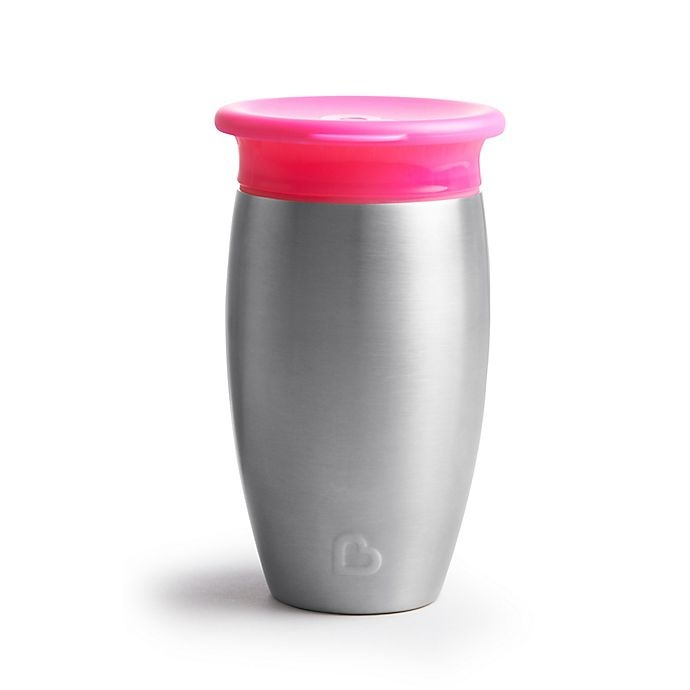 slide 5 of 8, Munchkin Miracle 360 Stainless Steel Sippy Cup - Pink, 10 oz