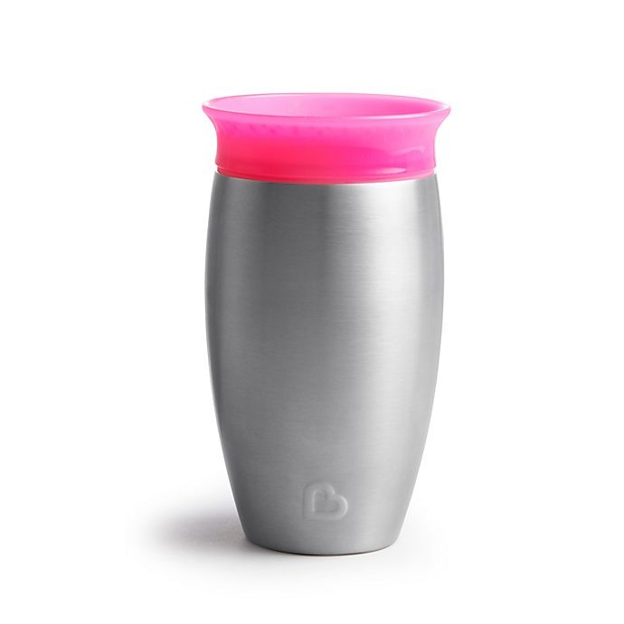 slide 6 of 8, Munchkin Miracle 360 Stainless Steel Sippy Cup - Pink, 10 oz