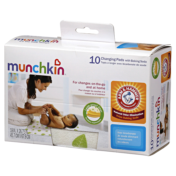 slide 1 of 4, Munchkin Arm & Hammer Disposable Changing Pads, 10 ct