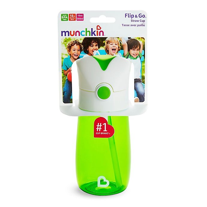 slide 5 of 6, Munchkin Flip & Go Straw Cup - Green, 12 oz