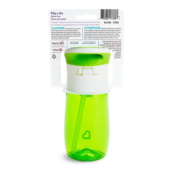 slide 6 of 6, Munchkin Flip & Go Straw Cup - Green, 12 oz