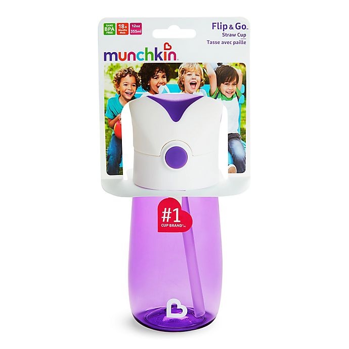 slide 5 of 6, Munchkin Flip & Go Straw Cup - Purple, 12 oz