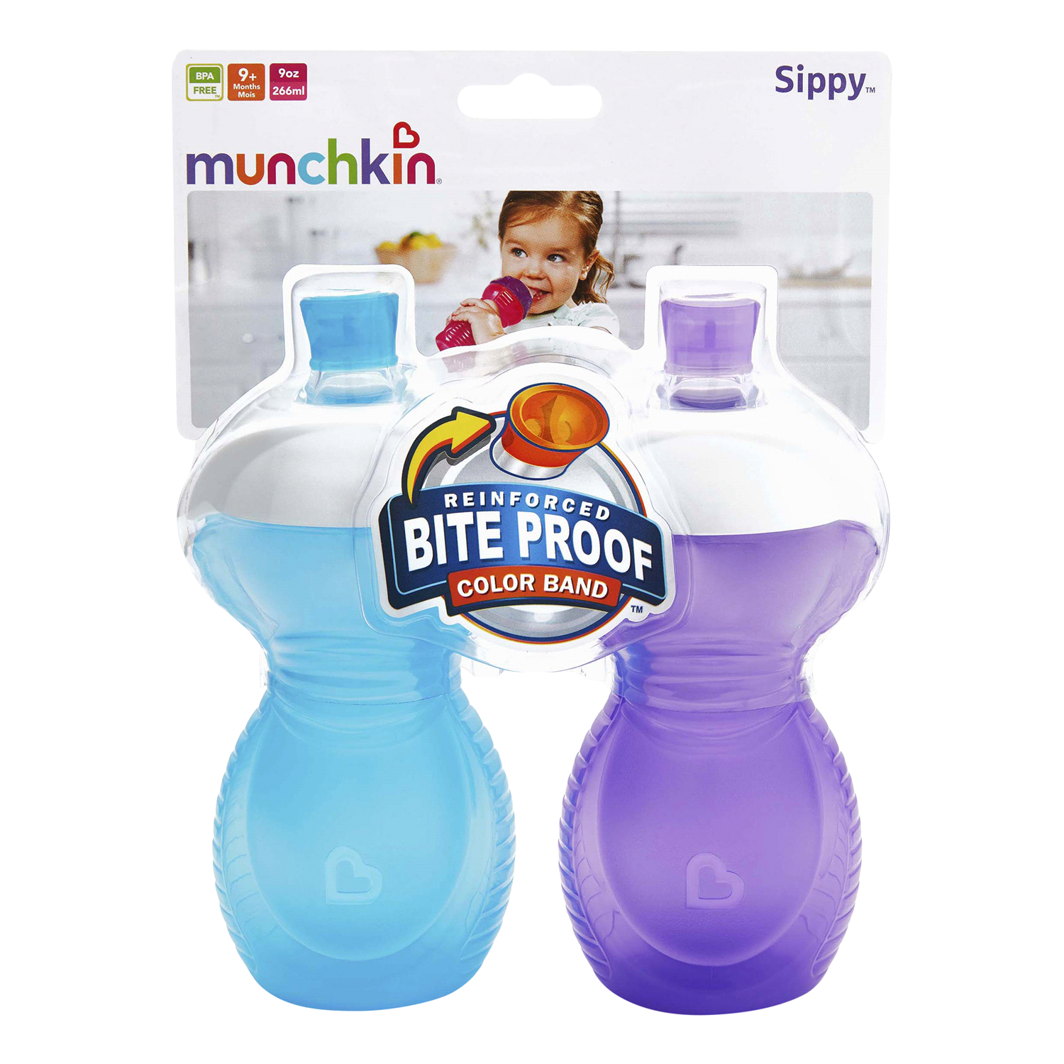 slide 3 of 3, Munchkin Click Lock 9 Ounce Bite Proof Sippy Cups 2 ea, 2 ct