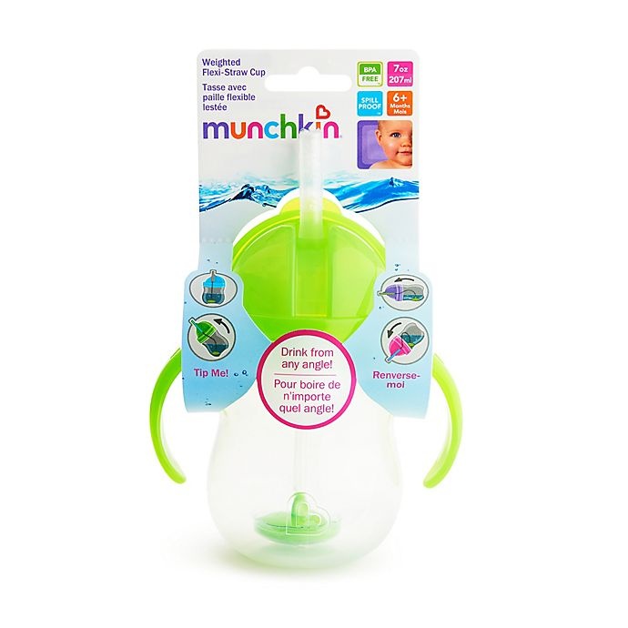 slide 5 of 8, Munchkin Click-Lock Weighted Flexi-Straw Cup - Green, 7 oz