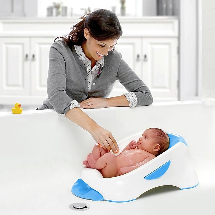 slide 4 of 5, Munchkin Clean Cradle Infant Bath Tub - Blue, 1 ct