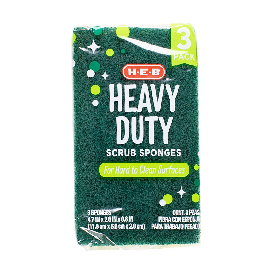 slide 1 of 1, H-E-B Heavy Duty Scrub Sponges, 3 ct