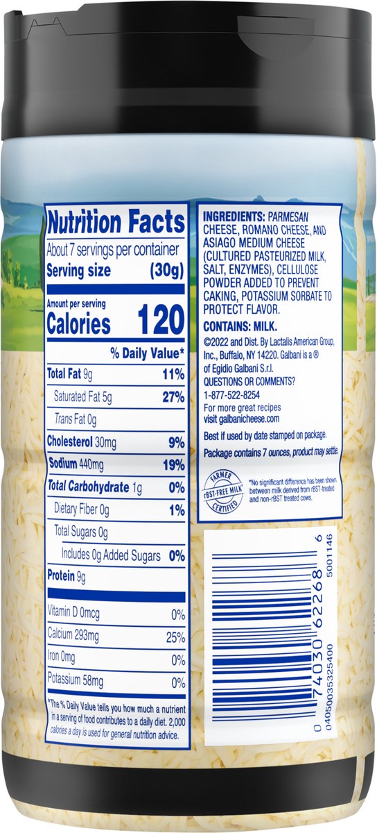 slide 4 of 7, Galbani 7oz Parmesan, Romano, & Asiago Shaker, 7 oz