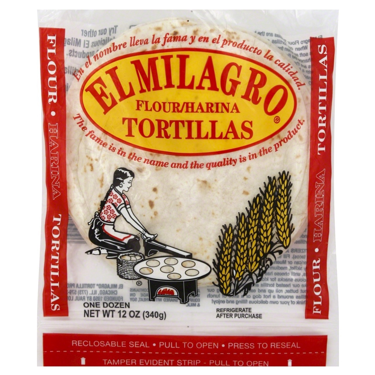 slide 1 of 2, El Milagro Flour Tortilla, 12 oz