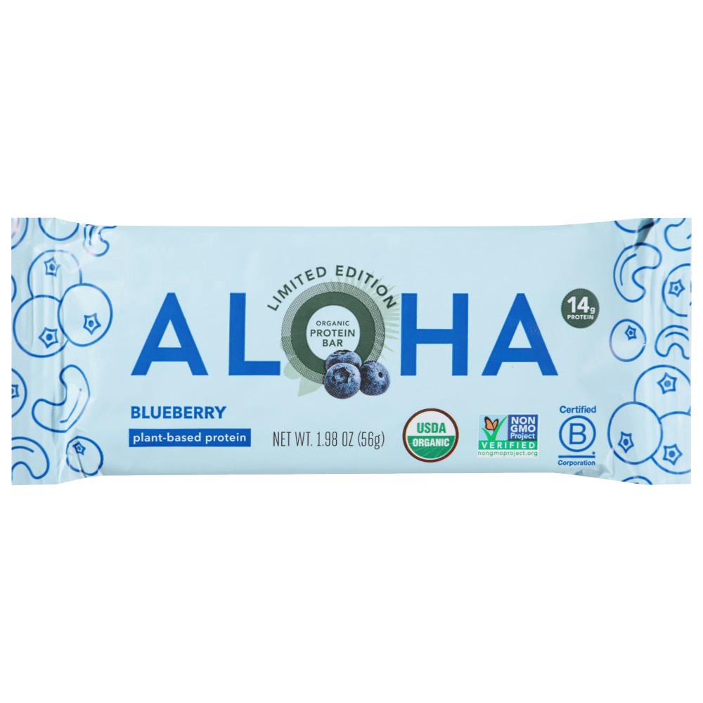 slide 1 of 2, ALOHA Plant Based Protein Bar Blueberry - 1.98 oz, 1.98 oz