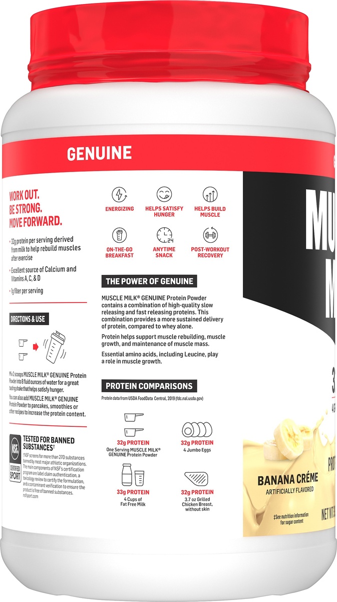 slide 4 of 6, CytoSport Muscle Milk Banana Creme Ultimate Lean Muscle Formula, 2.47 lb