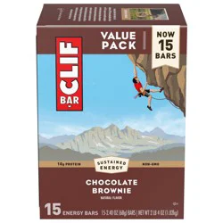 CLIF BAR - Chocolate Brownie Flavor - Made with Organic Oats - 10g Protein - Non-GMO - Plant Based - Energy Bars - 2.4 oz. (15 Pack)