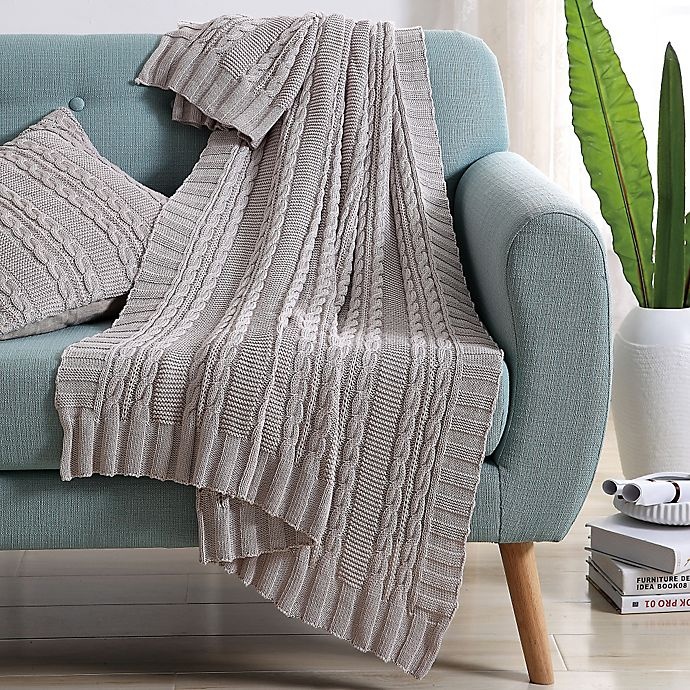 slide 1 of 1, VCNY Abode Dublin Knit Throw Blanket - Silver, 1 ct