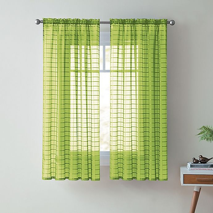 slide 1 of 1, VCNY Home Lisa Sheer Rod Pocket Window Curtain Panel - Green, 63 in