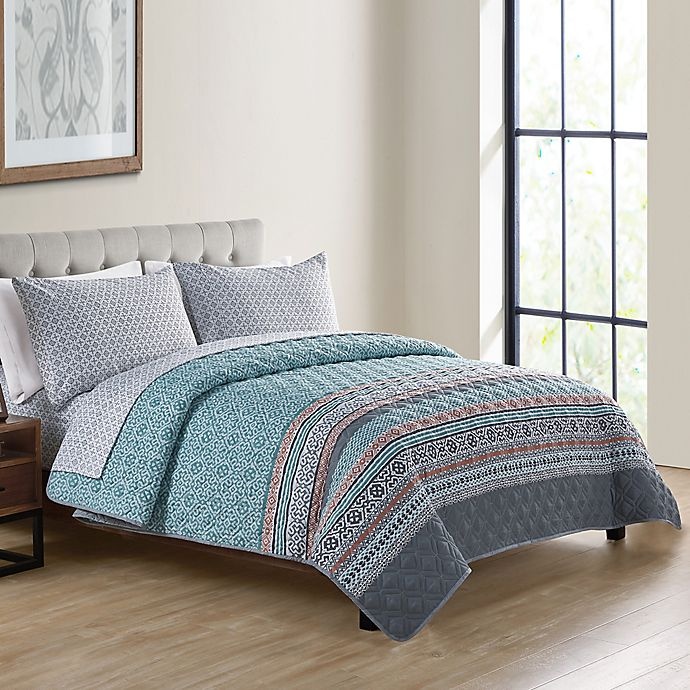 slide 2 of 5, VCNY Home Orane Full XL Quilt Set - Teal, 5 ct