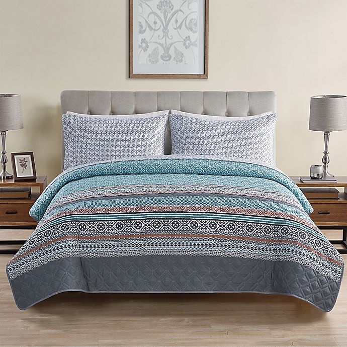slide 1 of 5, VCNY Home Orane Full XL Quilt Set - Teal, 5 ct