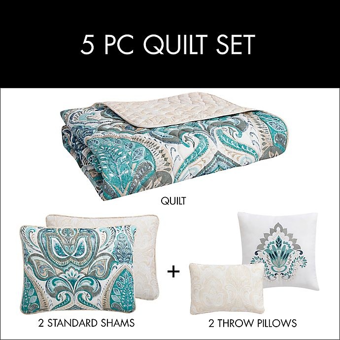 slide 2 of 8, VCNY Home Eloise Reversible King Quilt Set - Blue, 1 ct