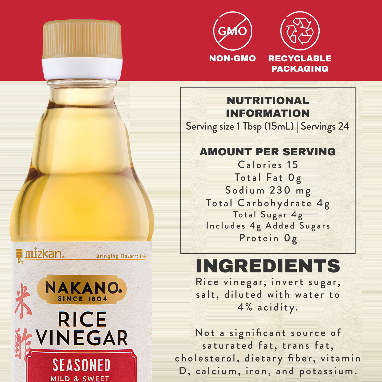 slide 2 of 7, Nakano Seasoned Rice Vinegar, 12 oz., 12 fl oz