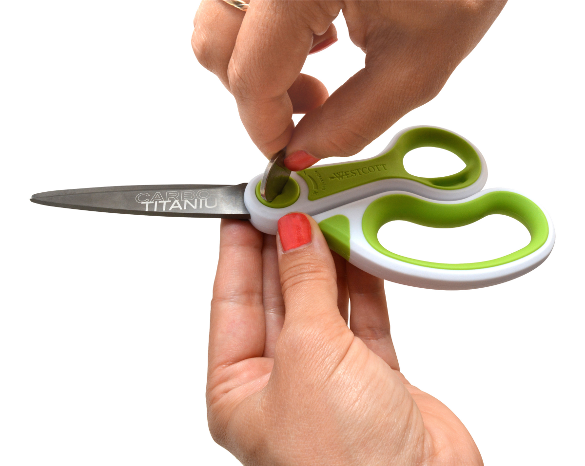 slide 4 of 4, ACME Westcott 8" Straight CarboTitanium Scissors with Adjustable Glide Feature, 8 in