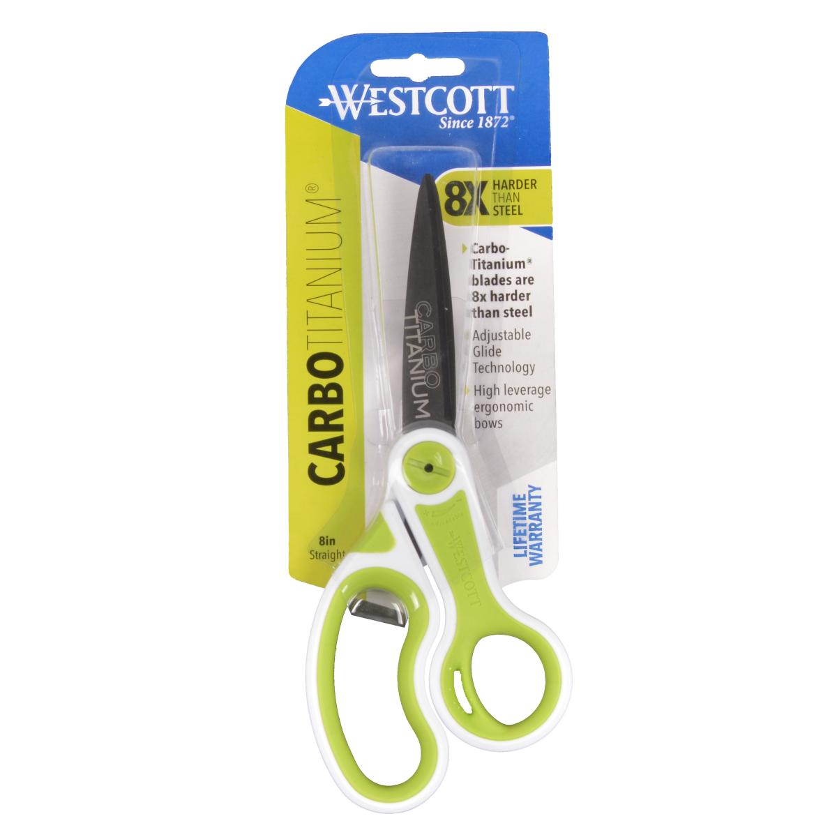 slide 1 of 4, ACME Westcott 8" Straight CarboTitanium Scissors with Adjustable Glide Feature, 8 in
