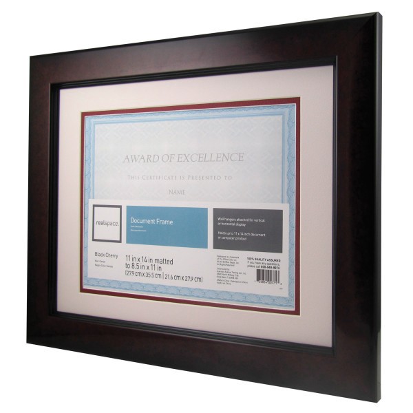 slide 3 of 3, Realspace Plastic Photo/Document Frame, 11'' X 14'', Matted For 8-1/2'' X 11'', Black Cherry, 1 ct