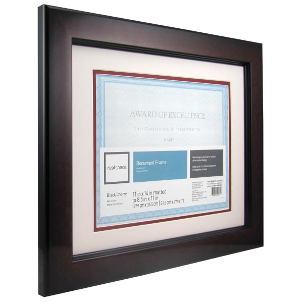 slide 2 of 3, Realspace Plastic Photo/Document Frame, 11'' X 14'', Matted For 8-1/2'' X 11'', Black Cherry, 1 ct
