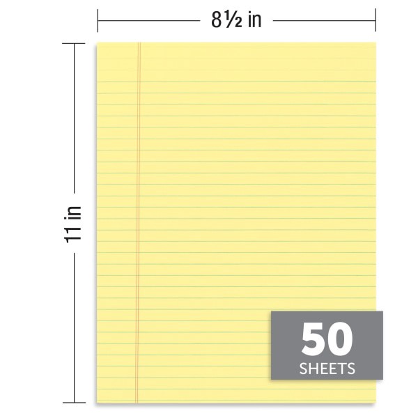 slide 4 of 6, Office Depot Brand Glue-Top Writing Pads, Legal Ruled, Canary, 12 ct
