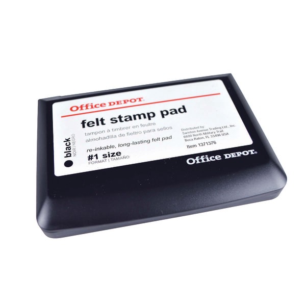 slide 3 of 3, Office Depot Brand Felt Stamp Pad with Refill, Size 1, Black, 2 3/4 in x 4 1/4 in