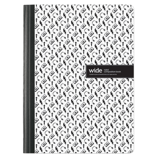 slide 4 of 5, Office Depot Brand Fashion Composition Notebook, 7 1/2'' X 9 3/4'', 1 Subject, Wide Ruled, 80 Sheets, Assorted Designs (No Design Choice), 80 ct