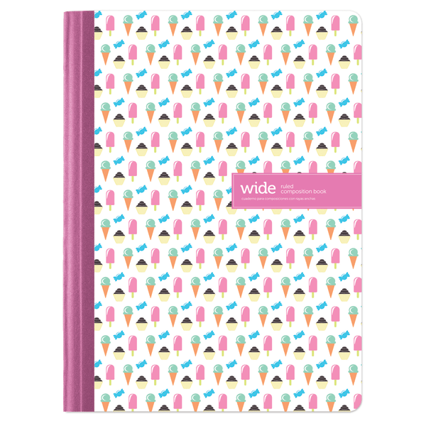 slide 3 of 5, Office Depot Brand Fashion Composition Notebook, 7 1/2'' X 9 3/4'', 1 Subject, Wide Ruled, 80 Sheets, Assorted Designs (No Design Choice), 80 ct