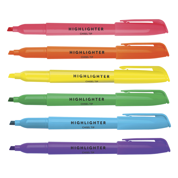 slide 3 of 8, Office Depot Brand Pen-Style Highlighters, 100% Recycled, Assorted Colors, Pack Of 6 Highlighters, 6 ct