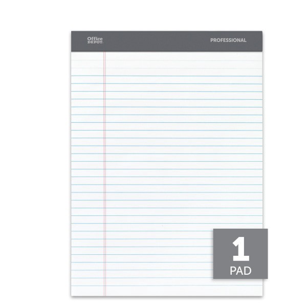 slide 3 of 5, Office Depot Brand Perforated Pad, Wide Ruled, White, 100 ct; 8 1/2 in x 11 3/4 in