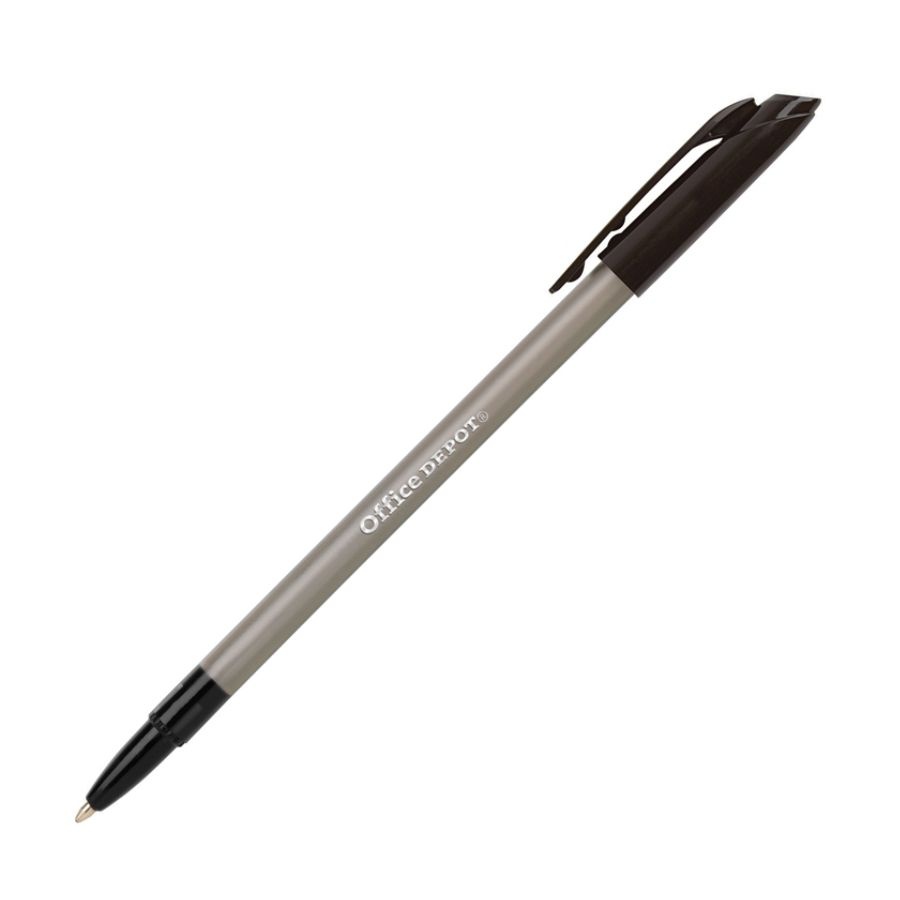 slide 2 of 2, Office Depot Tinted Ballpoint Stick Pens, Medium Point, 1.0 mm, Black Barrel, Black Ink, 36 ct