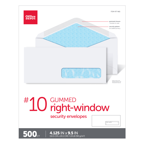 slide 4 of 4, Office Depot Brand Right Window Security Health Insurance Claim Form Envelopes, #10, White, 500 ct