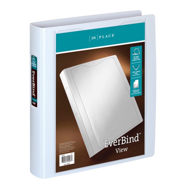 slide 5 of 5, Office Depot Brand Everbind D-Ring View Binder, 1 1/2'' Rings, White, 1 ct