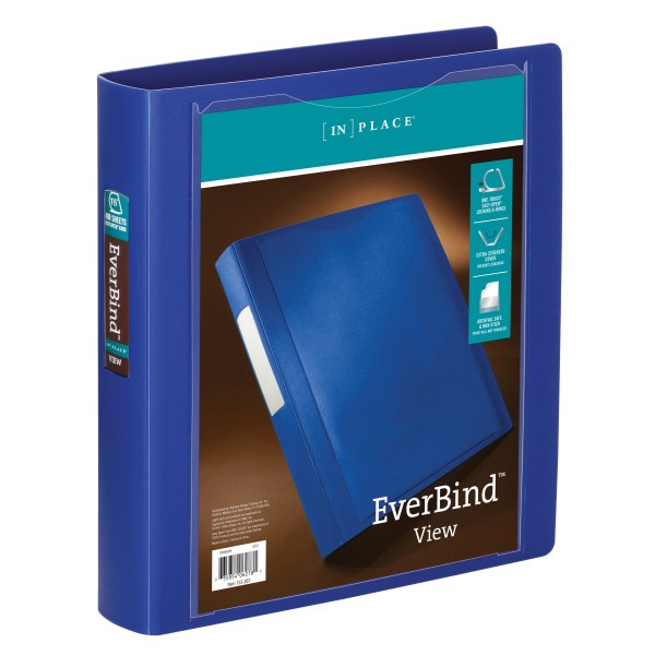 slide 4 of 5, Office Depot Brand Everbind D-Ring View Binder, 1 1/2'' Rings, Blue, 1 ct