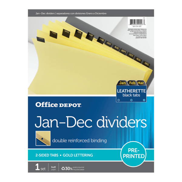 slide 2 of 2, Office Depot Brand Preprinted Tab Dividers, Monthly, 1 ct