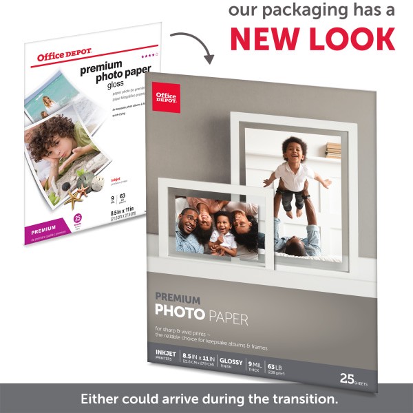 slide 5 of 6, Office Depot Premium Photo Paper, Gloss, Letter Size, 9 Mil, 25 ct; 8 1/2 in x 11 in
