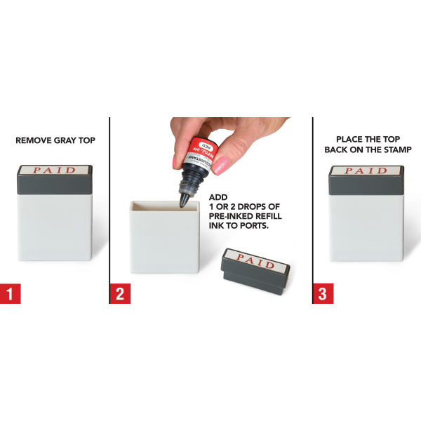 slide 2 of 2, Office Depot Brand Mini Message Stamp Kit, 1'' X 1/4'' Impression, Blue/Red Ink, 1 ct