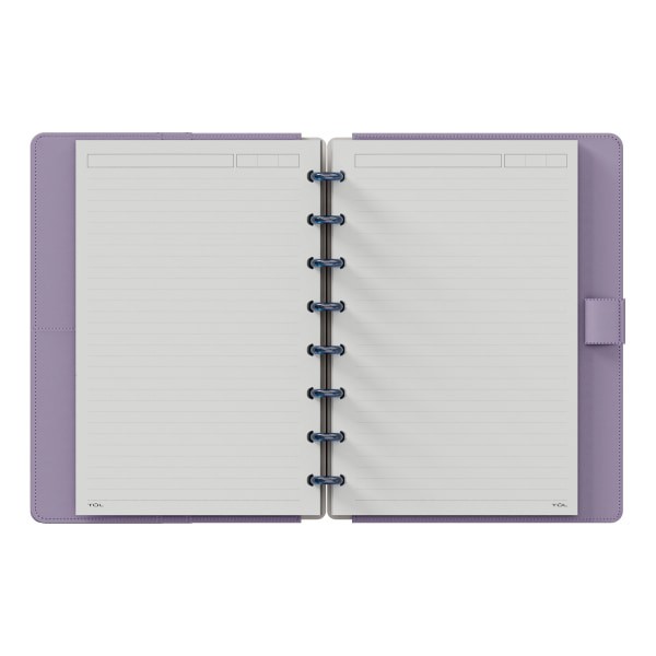 slide 3 of 5, TUL® Discbound Notebook With Leather Cover, Junior Size, Narrow Ruled, 60 Sheets, Lavender Mist/Lines, 1 ct