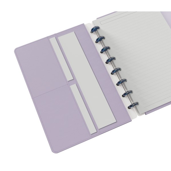 slide 4 of 5, TUL® Discbound Notebook With Leather Cover, Junior Size, Narrow Ruled, 60 Sheets, Lavender Mist/Lines, 1 ct
