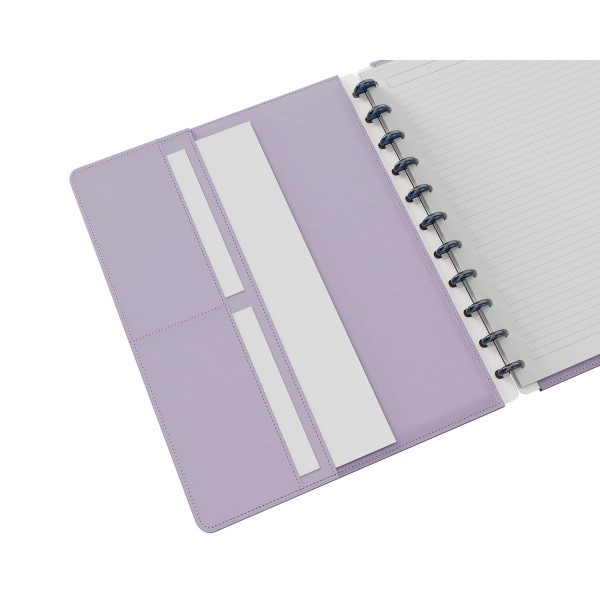 slide 3 of 5, TUL® Discbound Notebook With Leather Cover, Letter Size, Narrow Ruled, 60 Sheets, Lavender Mist/Lines, 1 ct