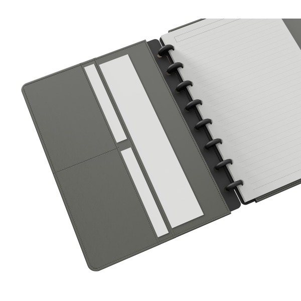 slide 5 of 5, TUL® Discbound Notebook With Leather Cover, Junior Size, Narrow Ruled, 60 Sheets, Smoke Moss Green, 1 ct