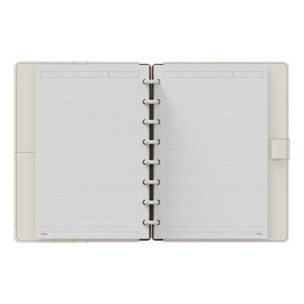 slide 3 of 5, TUL® Discbound Notebook With Leather Cover, Junior Size, Narrow Ruled, 60 Sheets, Cannoli Cream, 1 ct
